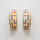 Ecru Grid Hoops