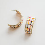 Ecru Grid Hoops