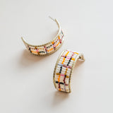 Ecru Grid Hoops