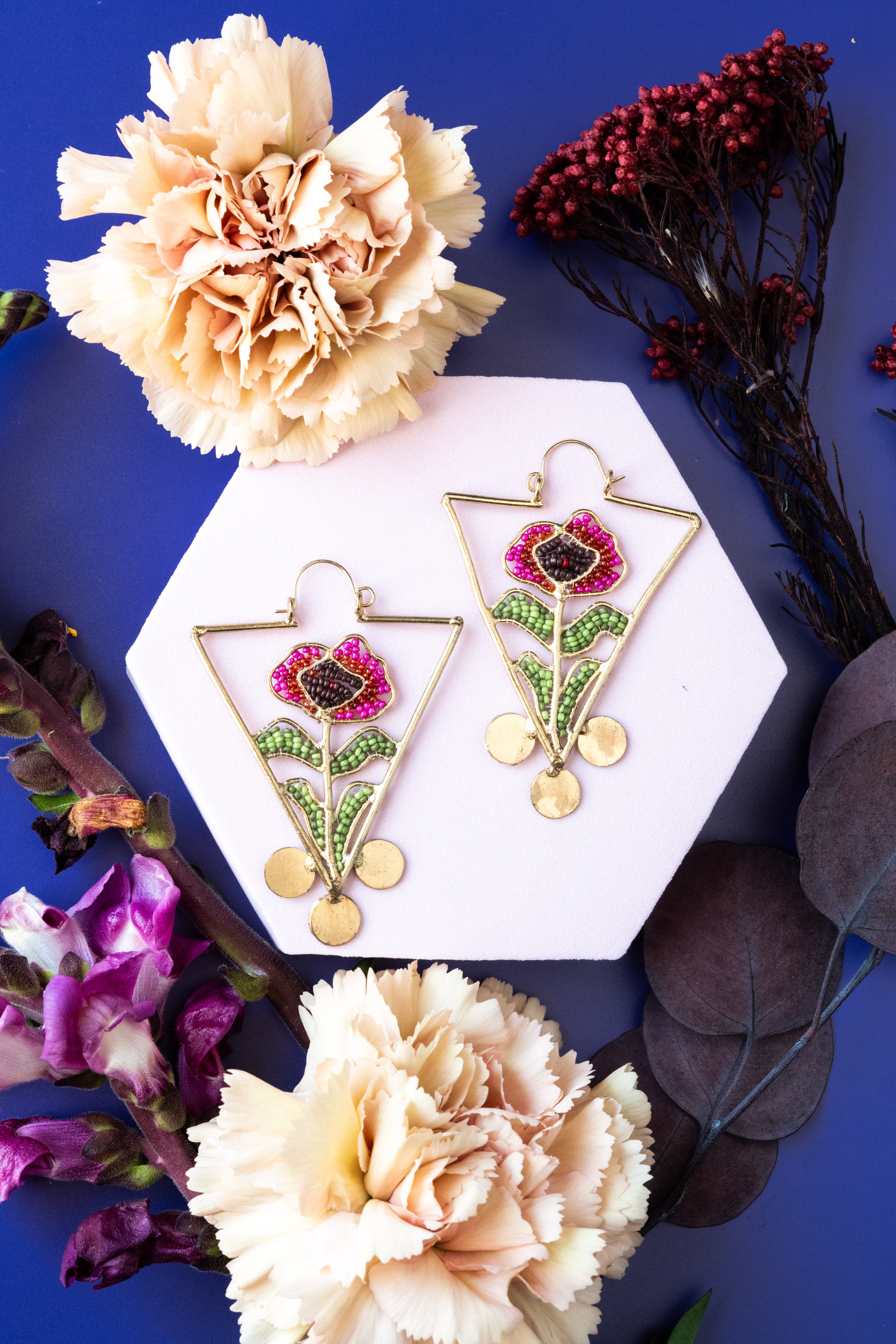Blooming Reverie Hoops | Floral Beaded Earrings | Mountain Maiden