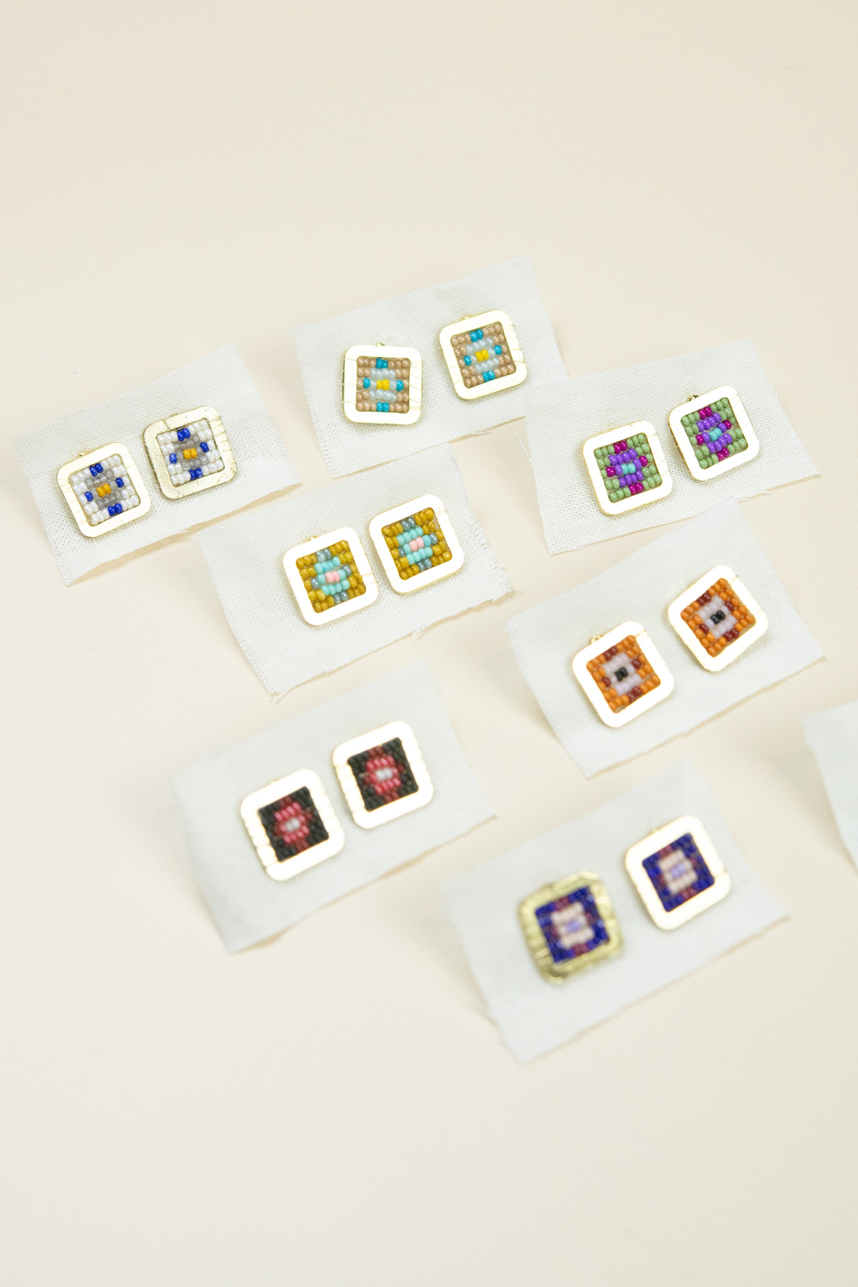 Square Posts | Colorful Beaded Stud Earrings | Mountain Maiden