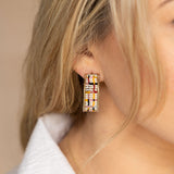 Ecru Grid Hoops